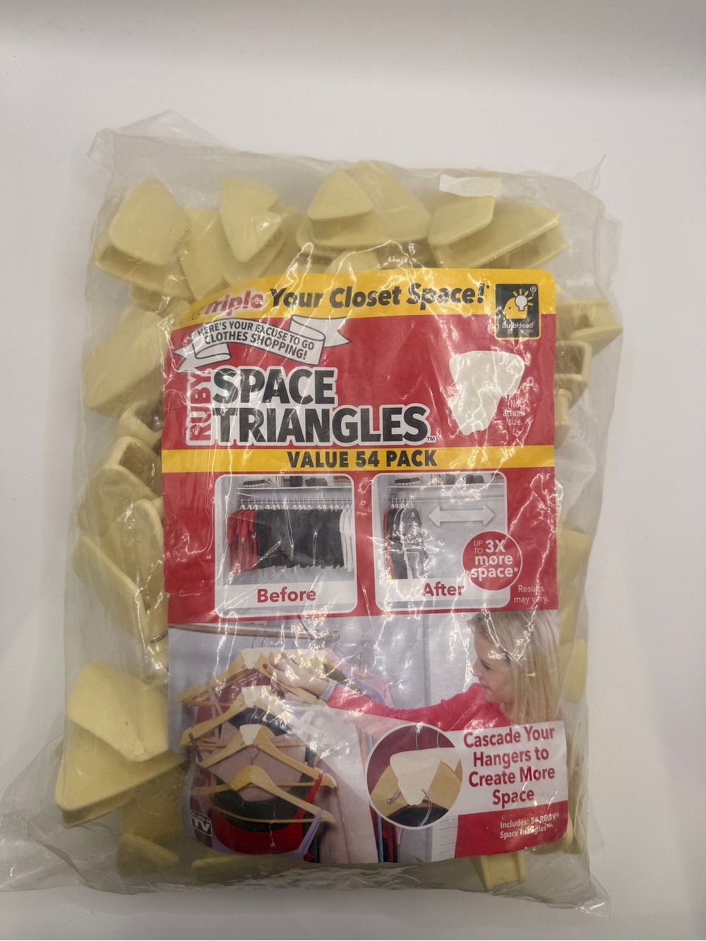 Genuine Ruby Space Triangles Jumbo 54 Count Pkg. 3x More Closet Space! NEW